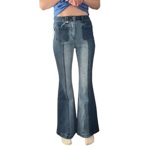 Cello Women's High Rise Flare Leg Denim Jeans Dark Wash Blue Size 5